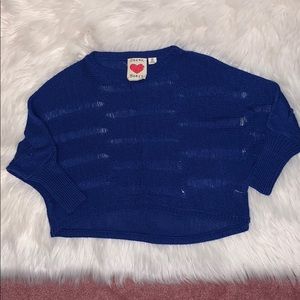 Blue ripped crop sweater